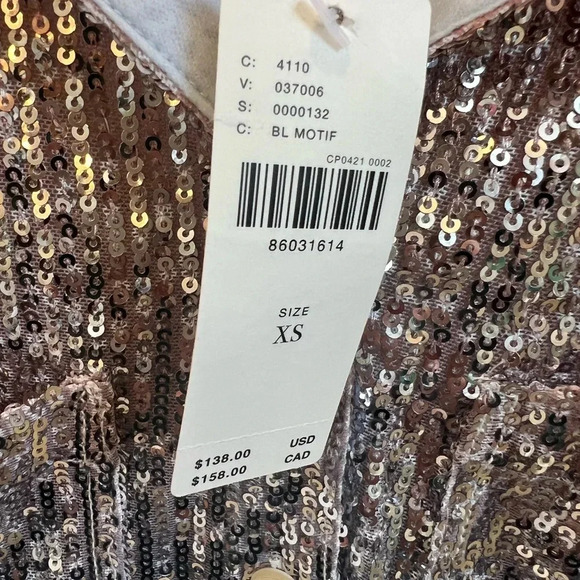 NWT new Anthropologie ombré sequin button down shirt XS blue peach pastel - Picture 4 of 17